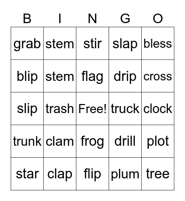 initial Blendsc Bingo Card