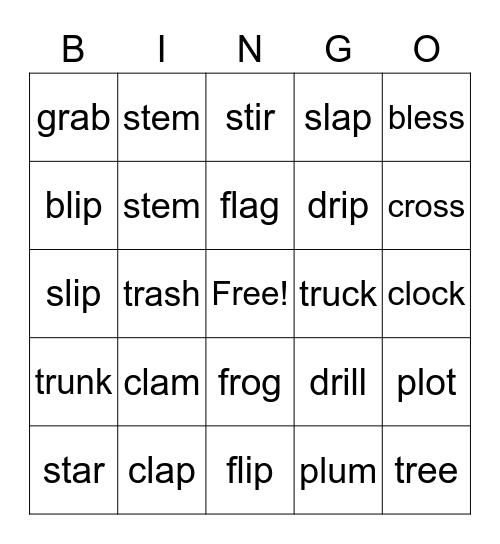 initial Blendsc Bingo Card