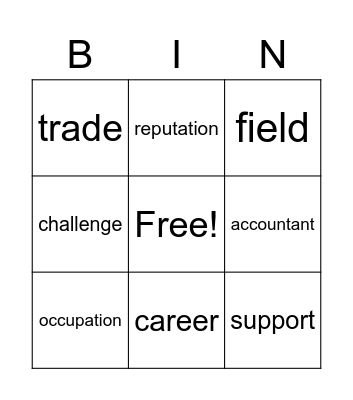 Employment Skills Bingo Card