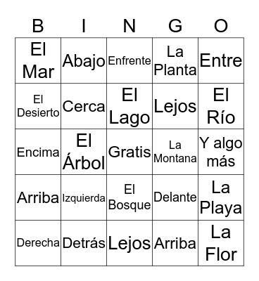 Spanish Bingo Card