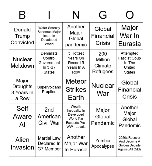 2020s Bingo Card