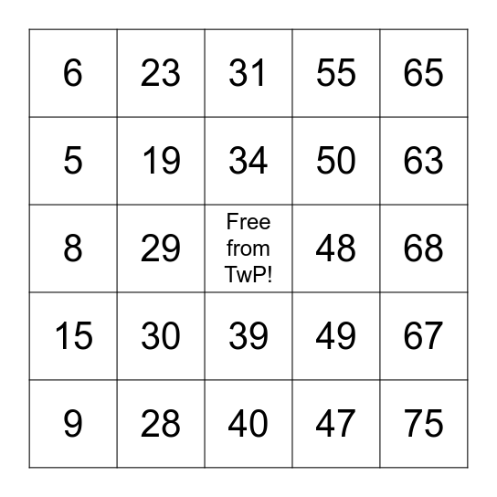 Together with Pride Bingo Card