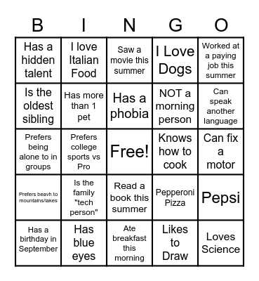 That's ME Bingo Card