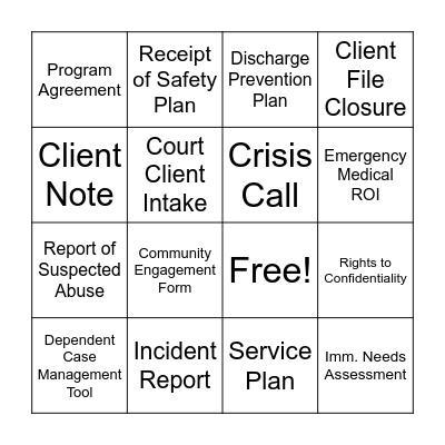 MPSS BINGO Card