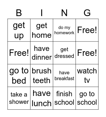 DAILY ROUTINE Bingo Card
