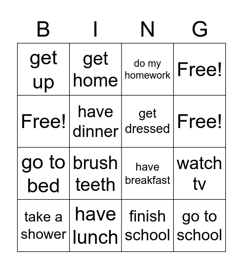 DAILY ROUTINE Bingo Card