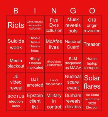 Red October Bingo Card