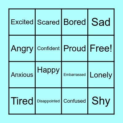 Feelings bingo Card