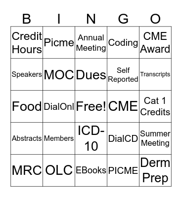 A Day at AAD Bingo Card
