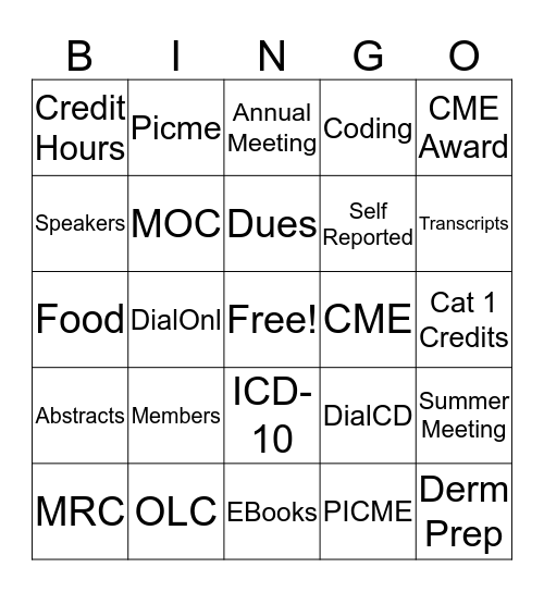 A Day at AAD Bingo Card