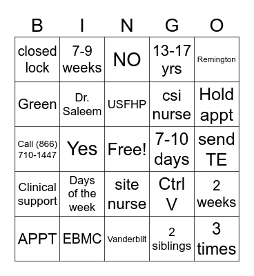 EPIC BINGO Card