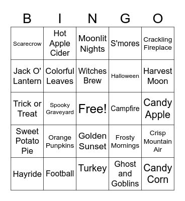 Autum Bingo Card
