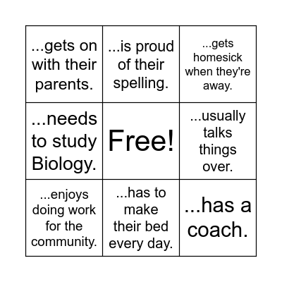 Find someone who ... Bingo Card
