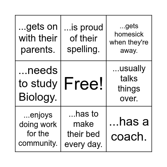 Find someone who ... Bingo Card