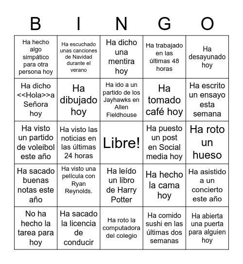 Encuentra alguien que... Bingo Card