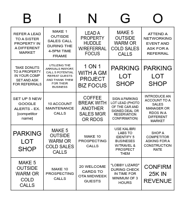 Prospecting for Projects - Sales Bingo! Bingo Card
