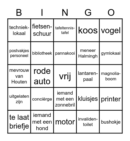 Woorden bingo Card
