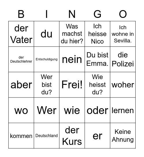 Nicos Weg Set 2 Bingo Card