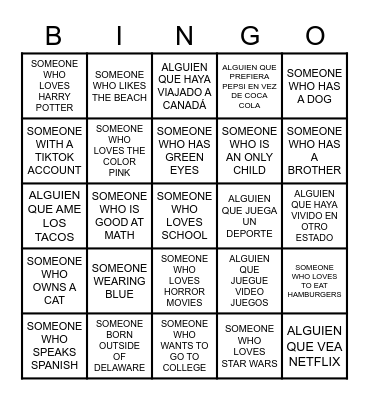 CLASSROOM BINGO Card