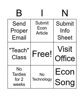 BingoNomics Bingo Card