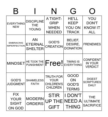 Bible Scriptures Bingo Card