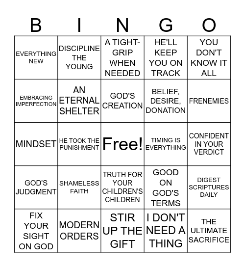 Bible Scriptures Bingo Card