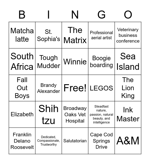 Daniel & Lauren Forever Bingo Card