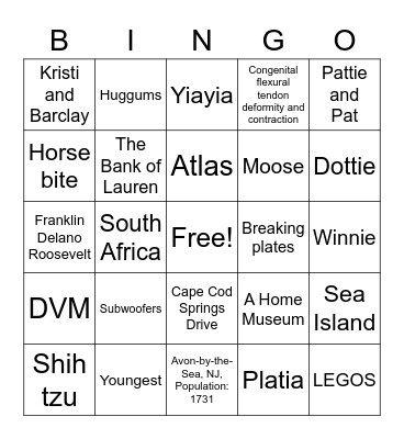 Daniel & Lauren Forever Bingo Card
