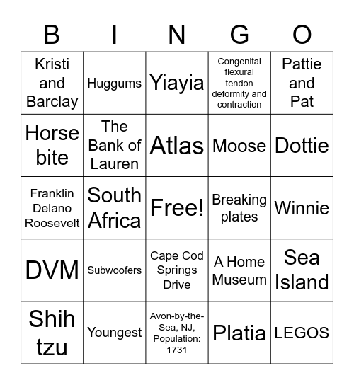 Daniel & Lauren Forever Bingo Card