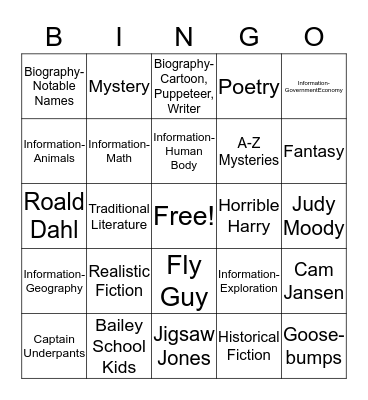 Genre Bingo Card