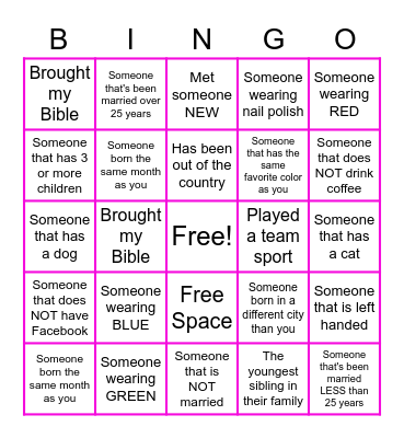 Ladies Conference Bingo Card