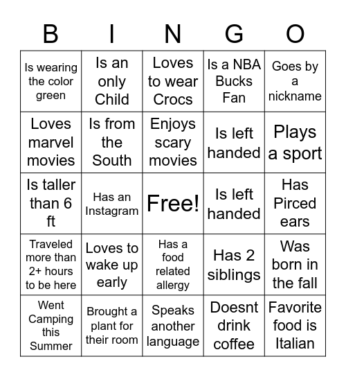 Find Someone Who... Bingo Card