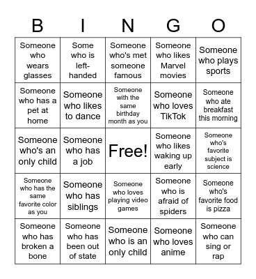 Human Bingo Card