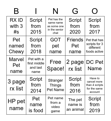 Cancel Sheet Bingo Card