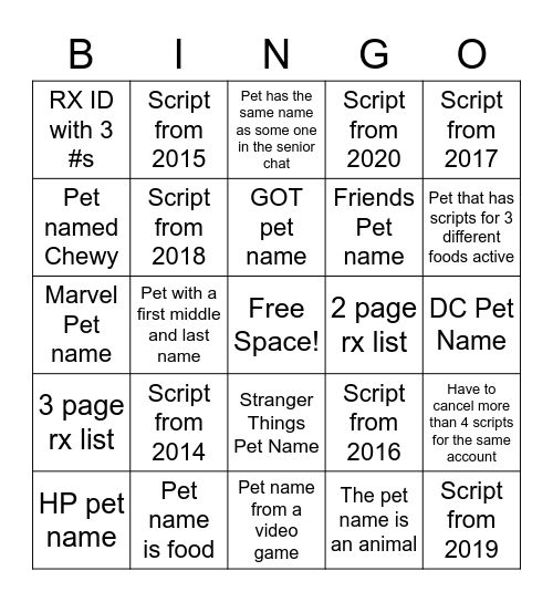 Cancel Sheet Bingo Card