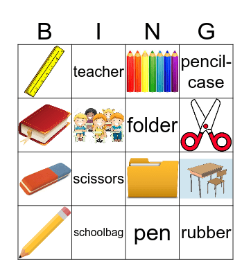 School Item Bingo Card