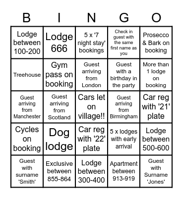 Arrivals Bingo :) Bingo Card