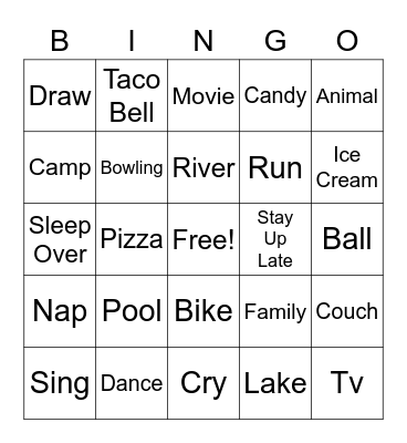What Did You Do This Summer? Bingo Card