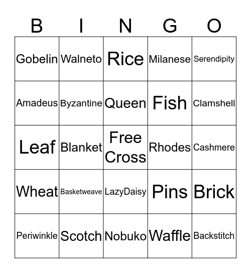 Stitch Bingo Card