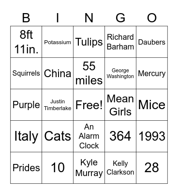 GAME 2 Bingo Card