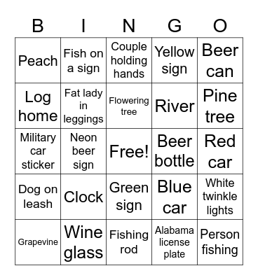 Family Trip Bingo Card