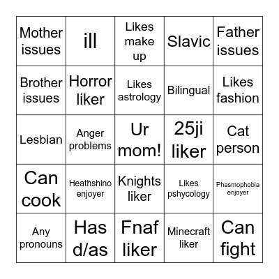 Mia bingo Card