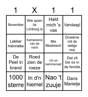 De Vasteloavendbingo Card