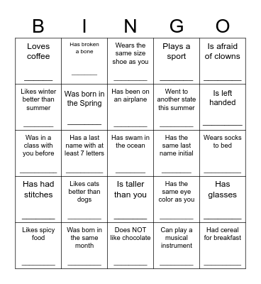 Find Someone Who? Bingo Card