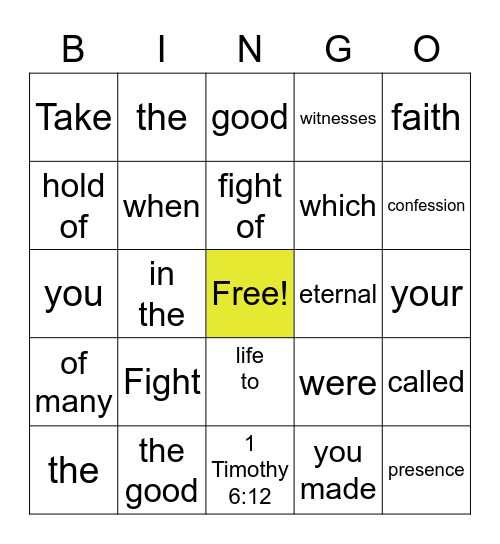 Scripture Bingo Card