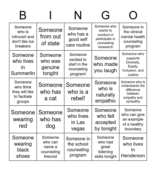 CED Meet and Greet Bingo Card