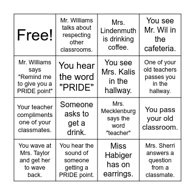 Renner PRIDE Bingo Card Bingo Card