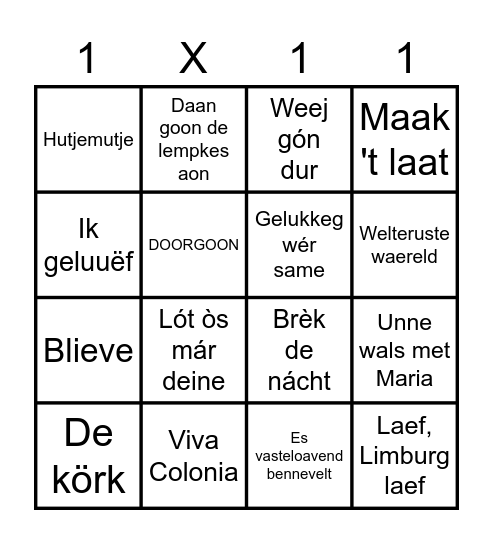 De Vasteloavondbingo Card