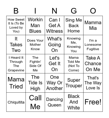 Top Hits of the 70's Bingo Card
