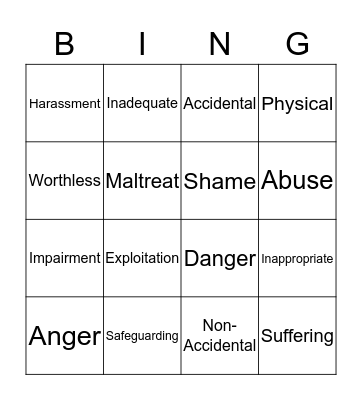 Training Bingo Card